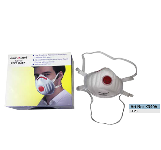 Air Amer K340V FFP3 Mask with Valved Cup, High Respiratory Protection, Breathable Design, EN149 Certified, Suitable for Industrial, Medical, and Chemical Hazards